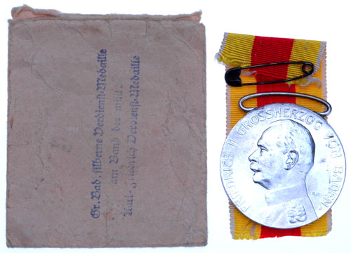 Baden Silver Service Medal and Envelope