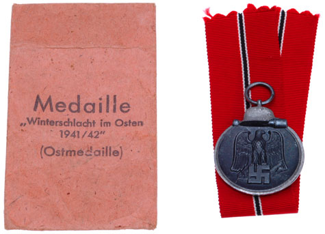1941 / 42 East Medal with ribbon and envelope