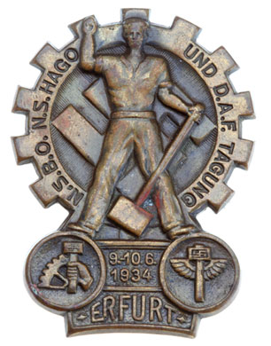 NSBO, NS HAGO, DAF Day Badge Erfurt - June 9-10, 1934