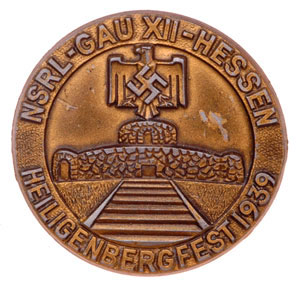 1939 NSRL 12th Gau Hessen Heiligenbergfest Badge