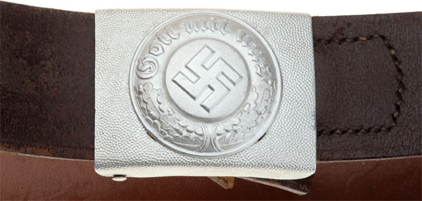 Police EM Buckle & Leather Belt