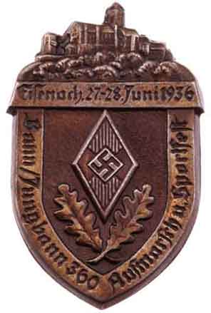 HJ & Jung Bann 360 March up Eisenach and Sports-Fest Badge June 27-28, 1936