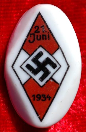 June 21 1934 HJ Ceramic Badge
