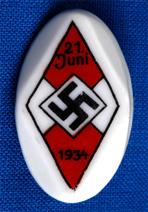 June 21 1934 HJ Porcelain Badge