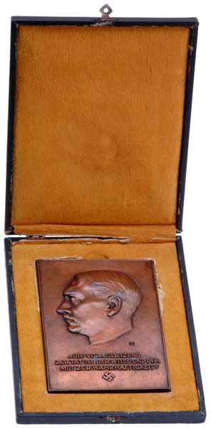 Cased Hitler Plaque