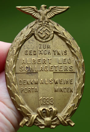 Albert Leo Schlageters Remembrance Badge Porta Minden 1933