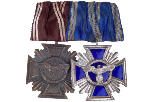 NSDAP Parade Mount Medals for 10 and 15 Yrs Long Service