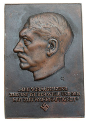 Adolf Hitler Award Plaque for NSDAP Officials
