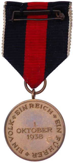 Sudetenland Medal - back 45