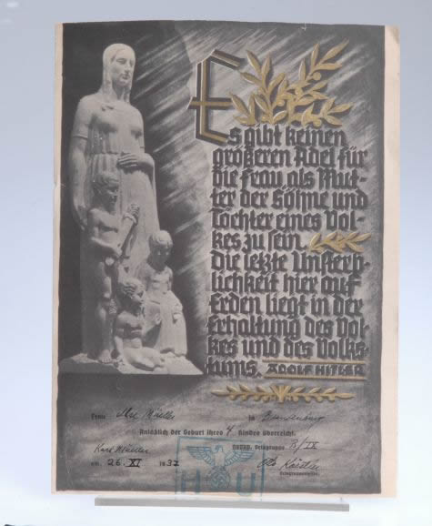 Fancy Award Document for a Mother of Four