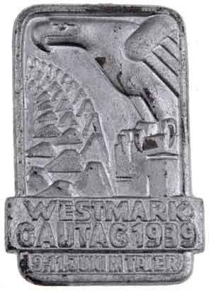 1939 Westmark Gau Day Badge June 9-11 in Trier