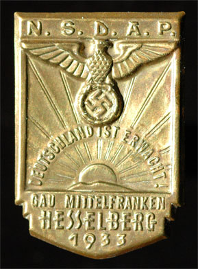 NSDAP Frankentag Summer Solstice Badge Hesselberg June 1933