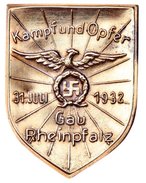 Gau Rheinpfalz Badge July 31, 1932