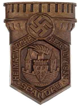NSDAP Homeland Week Badge Spandau - Nov 19-26, 1933