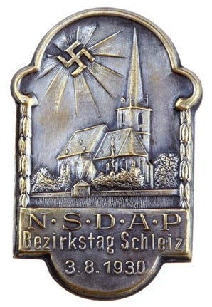 NSDAP District Council Day Badge Schleiz - Aug 3, 1930