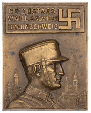National Election Campaign Contribution Badge Braunschweig, 6 Nov 1932