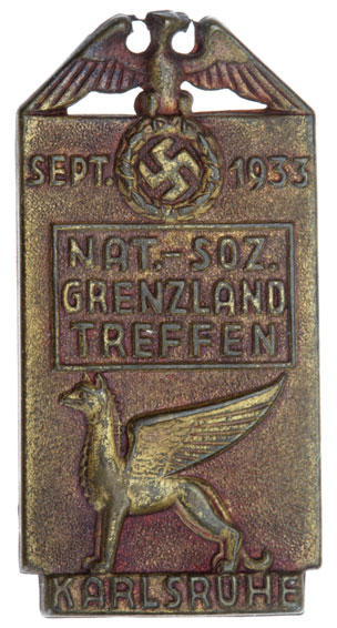 1933 Karlsruhe NSDAP Borderland Meeting Rally Badge