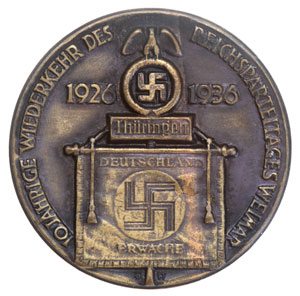 10 Year Reichs-party-day Anniversary Badge Weimar, 1926 - 1936