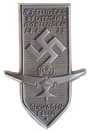 N.S. Schwabian Flight Day Badge Stuttgart-Boblingen, Aug 28, 1932