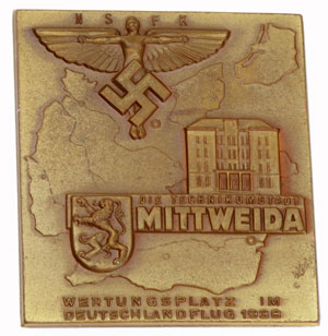NSFK Technical School Plaquette Mittweida 1938