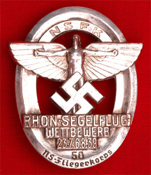 NSFK Rhon Glider Flight Competition Badge July 23 - Aug 6, 1939