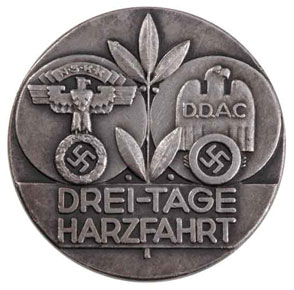 1934 NSKK DDAC Three Day Harz Motor Rally Commemorative Silver Medal