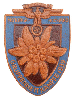 NSKK Motorgruppe Hochland Group Competition Badge 1939