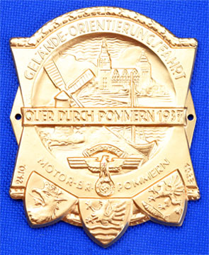 NSKK Terrain Orientation Rally Plaquette Pommerania - Oct 24, 1937