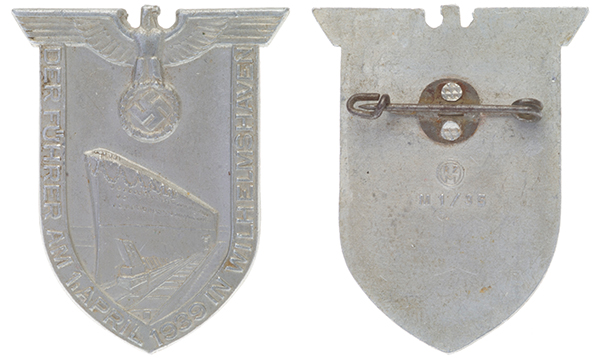 Badge To Commemorate A.H’s Speech At The Launch Of Tirpitz On April 1st 1939