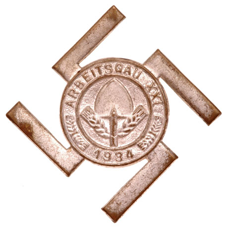 RAD Arbeitsgau 21 Badge Neiderrhein 1934