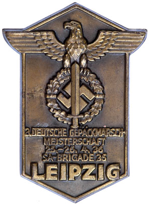 SA Brigade 35 - 3rd German Packmarch Badge - Leipzig - April 25-26, 1936