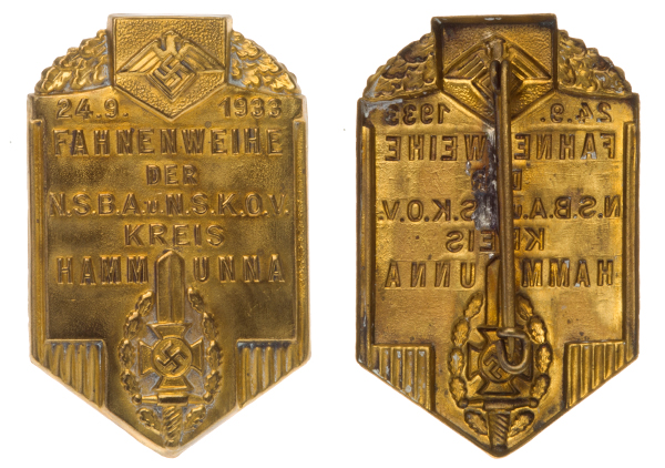 1933 NSBA NSKOV Hamm Unna Flag Ceremony Badge Tinnie