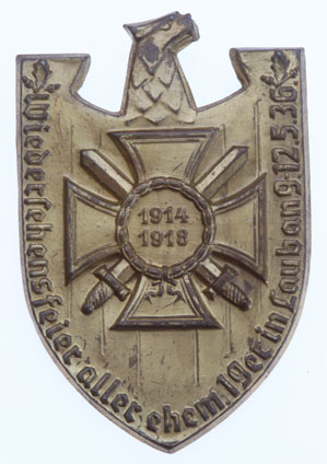WW1 War Vets Reunion Badge Lauban ~ May 9-12 1936