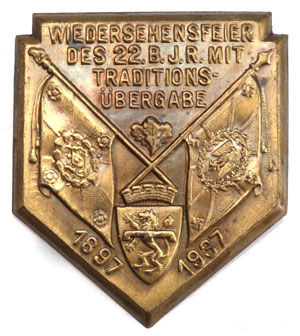 Veterans 40th Reunion Badge of the 22 B.J.R.