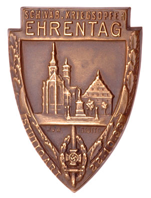 NSKOV Schwabian War Victims Honor Day Badge Stuttgart - Oct 22 1933