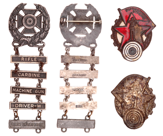 Sterling Expert Marksman Badge with 5 Bars